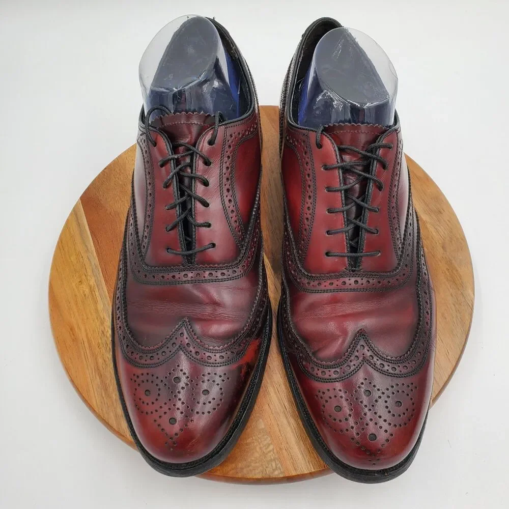 Florsheim Dress Shoes Brogue Wingtip Men's 9.5D Burgundy Leather Derby Classic